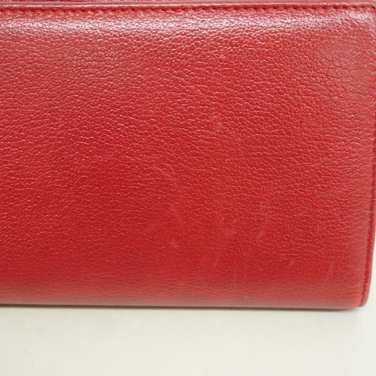 【6hf6043】シャネル 長財布 カメリア レザー レッド シルバー金具【中古】レディース