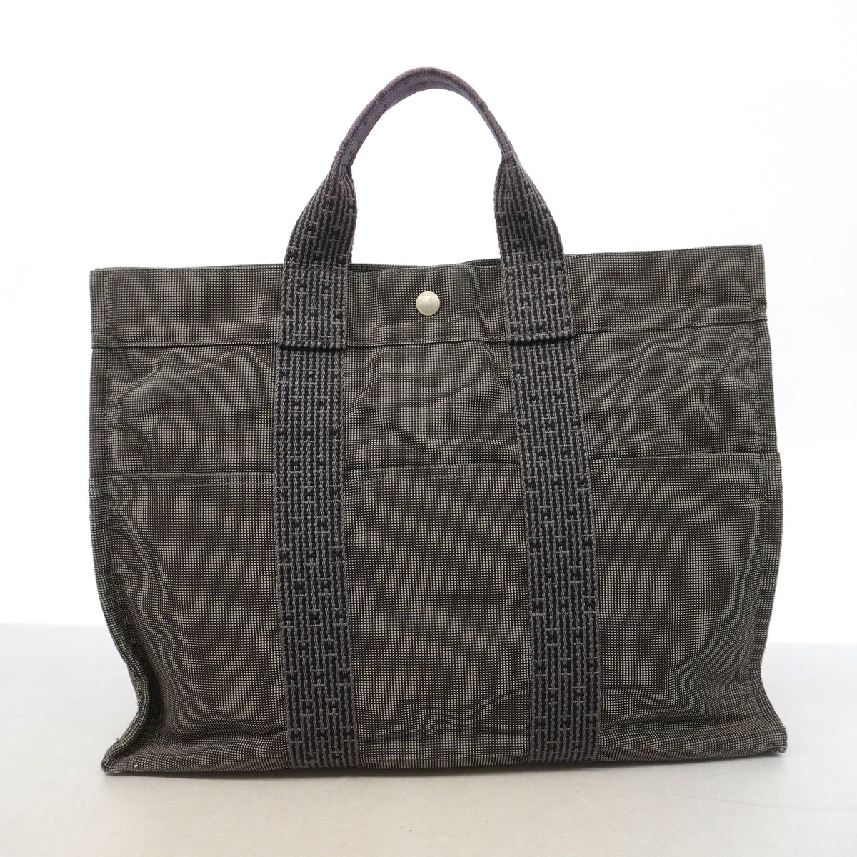 【6hf6051】エルメス トートバッグ エールラインMM ナイロン グレー シルバー金具【中古】メンズ レディース ユニセックス