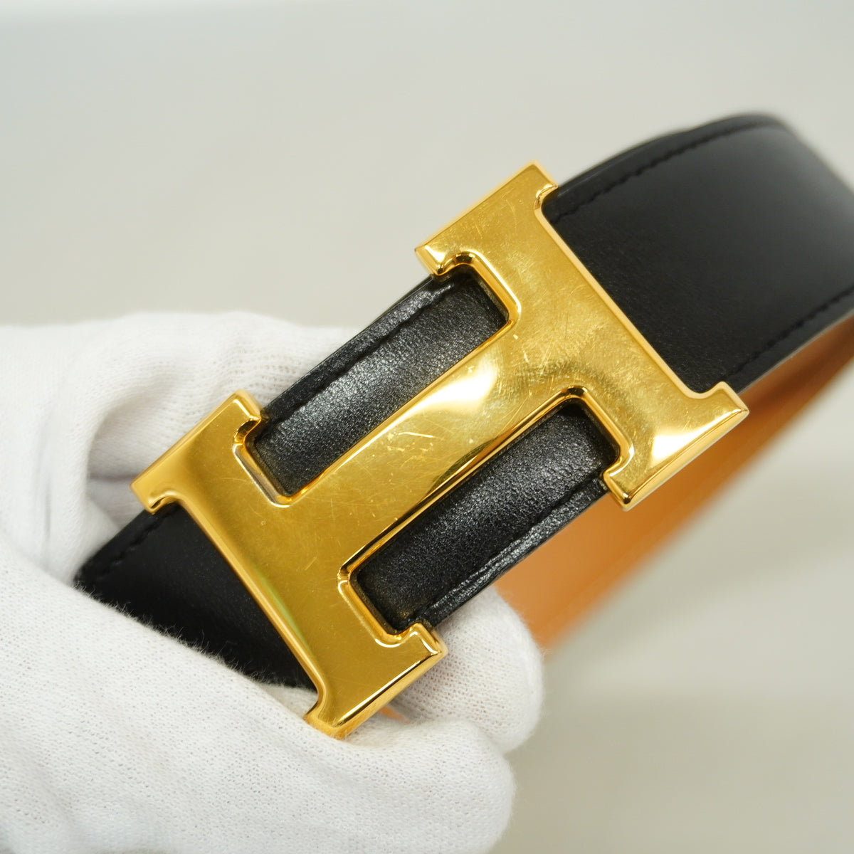 【6hf6107】エルメス ベルト コンスタンスベルト レザー ブラック ゴールド金具 □A刻印【中古】メンズ レディース ユニセックス