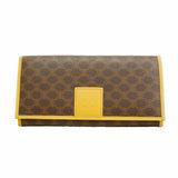 【6hf6109】セリーヌ 長財布 マカダム PVC ブラウン ゴールド金具【中古】レディース