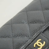 【6hf6110】シャネル 長財布 マトラッセ キャビアスキン ブラック ゴールド金具【中古】レディース