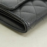 【6hf6110】シャネル 長財布 マトラッセ キャビアスキン ブラック ゴールド金具【中古】レディース