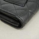 【6hf6110】シャネル 長財布 マトラッセ キャビアスキン ブラック ゴールド金具【中古】レディース
