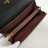 【6hf6110】シャネル 長財布 マトラッセ キャビアスキン ブラック ゴールド金具【中古】レディース