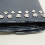 【6hf6111】プラダ 三つ折り財布 サフィアーノ レザー ネイビー シルバー金具【中古】レディース