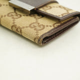 【6hf6112】グッチ キーケース GGキャンバス 118101 キャンバス レザー ベージュ シルバー金具【中古】メンズ レディース ユニセックス