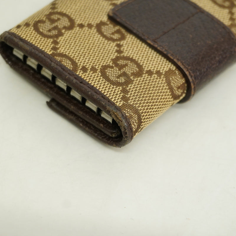 【6hf6112】グッチ キーケース GGキャンバス 118101 キャンバス レザー ベージュ シルバー金具【中古】メンズ レディース ユニセックス