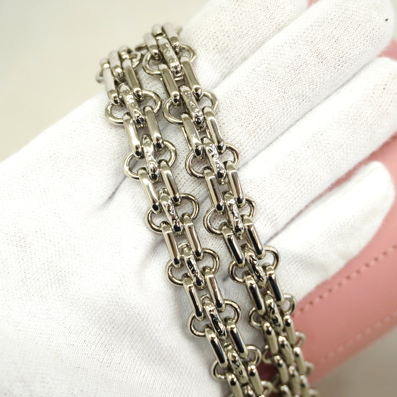 【6hf6114】シャネル ショルダーバッグ Vステッチ Wチェーン 2.55 レザー ピンク シルバー金具【中古】レディース
