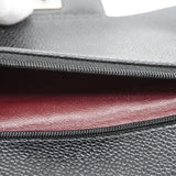 【6hf6120】シャネル ショルダーバッグ デカマトラッセ Wフラップ Wチェーン キャビアスキン ブラック シルバー金具【中古】レディース