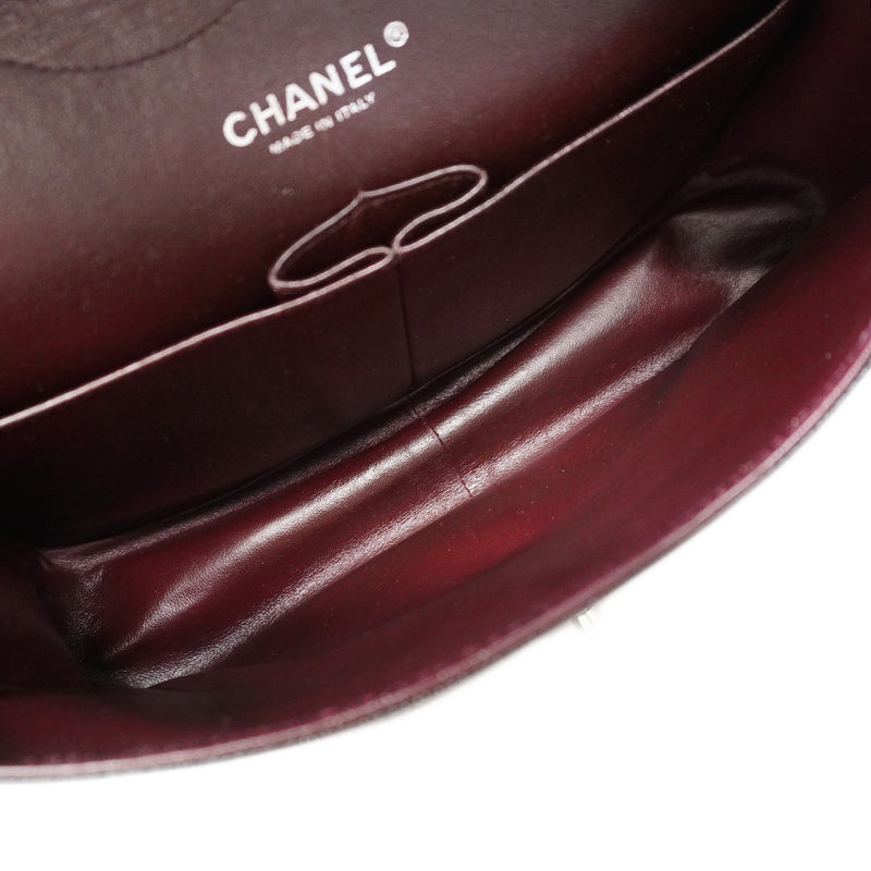 【6hf6120】シャネル ショルダーバッグ デカマトラッセ Wフラップ Wチェーン キャビアスキン ブラック シルバー金具【中古】レディース