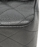 【6hf6120】シャネル ショルダーバッグ デカマトラッセ Wフラップ Wチェーン キャビアスキン ブラック シルバー金具【中古】レディース