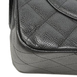 【6hf6120】シャネル ショルダーバッグ デカマトラッセ Wフラップ Wチェーン キャビアスキン ブラック シルバー金具【中古】レディース