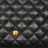 【6hf6121】シャネル ショルダーバッグ デカマトラッセ Wチェーン ラムスキン ブラック ゴールド金具【中古】レディース