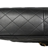 【6hf6121】シャネル ショルダーバッグ デカマトラッセ Wチェーン ラムスキン ブラック ゴールド金具【中古】レディース