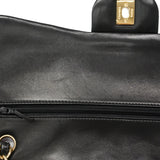 【6hf6123】シャネル ショルダーバッグ デカマトラッセ Wフラップ Wチェーン ラムスキン ブラック ゴールド金具【中古】レディース