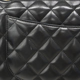 【6hf6123】シャネル ショルダーバッグ デカマトラッセ Wフラップ Wチェーン ラムスキン ブラック ゴールド金具【中古】レディース