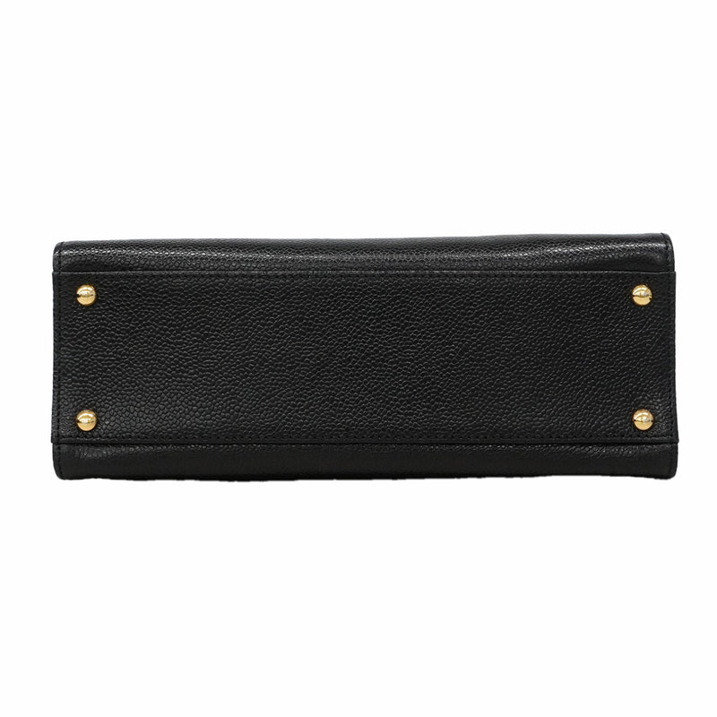 【6hf6126】シャネル ハンドバッグ キャビアスキン ブラック ゴールド金具【中古】レディース