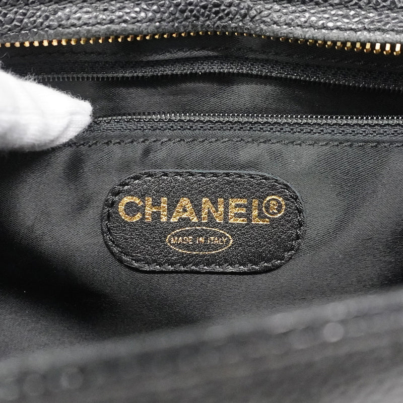 【6hf6126】シャネル ハンドバッグ キャビアスキン ブラック ゴールド金具【中古】レディース