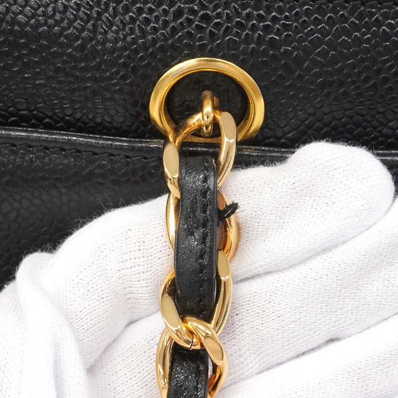【6hf6126】シャネル ハンドバッグ キャビアスキン ブラック ゴールド金具【中古】レディース