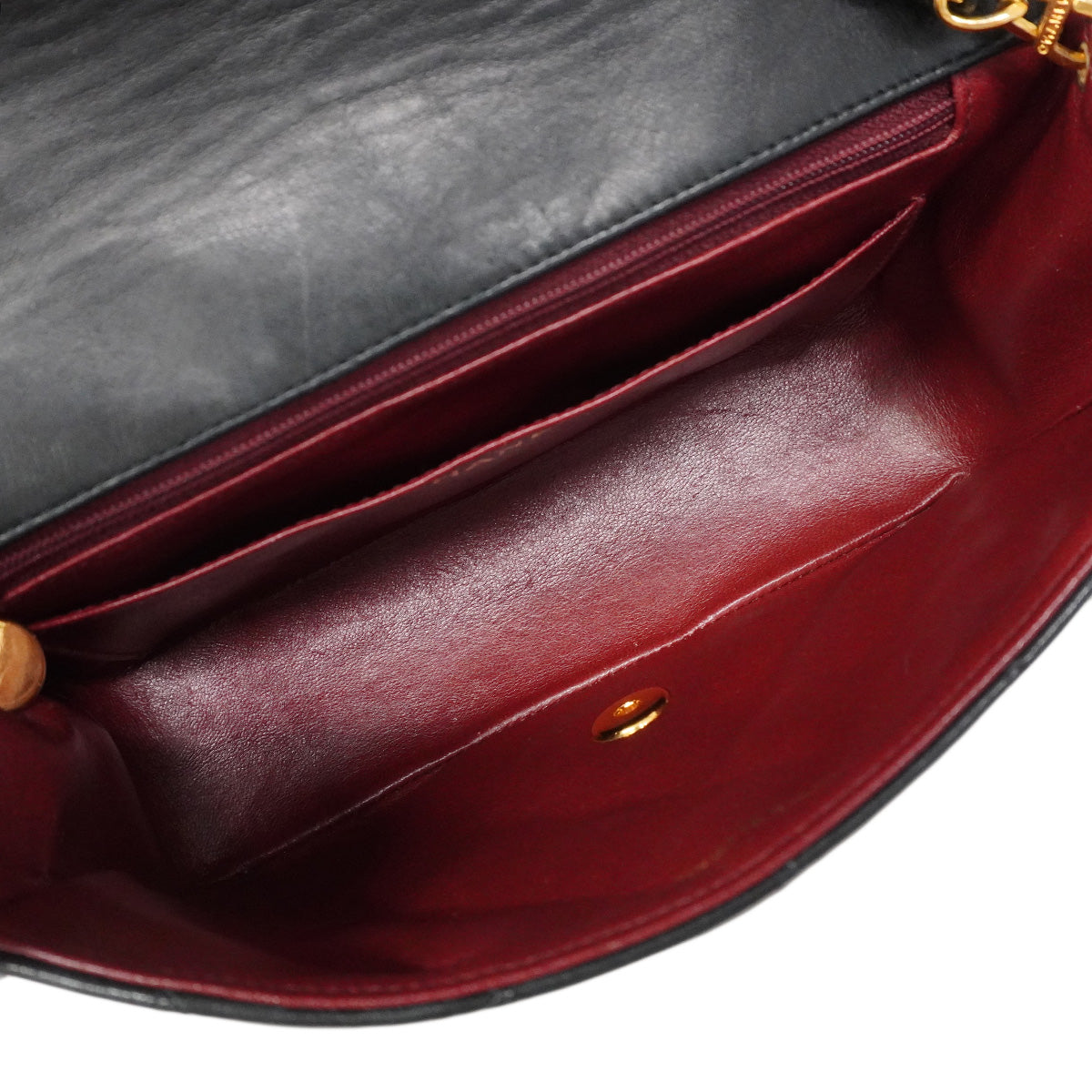 【6hf6127】シャネル ショルダーバッグ ダイアナ チェーンショルダー ラムスキン ブラック ゴールド金具【中古】レディース