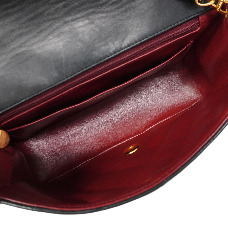 【6hf6127】シャネル ショルダーバッグ ダイアナ チェーンショルダー ラムスキン ブラック ゴールド金具【中古】レディース