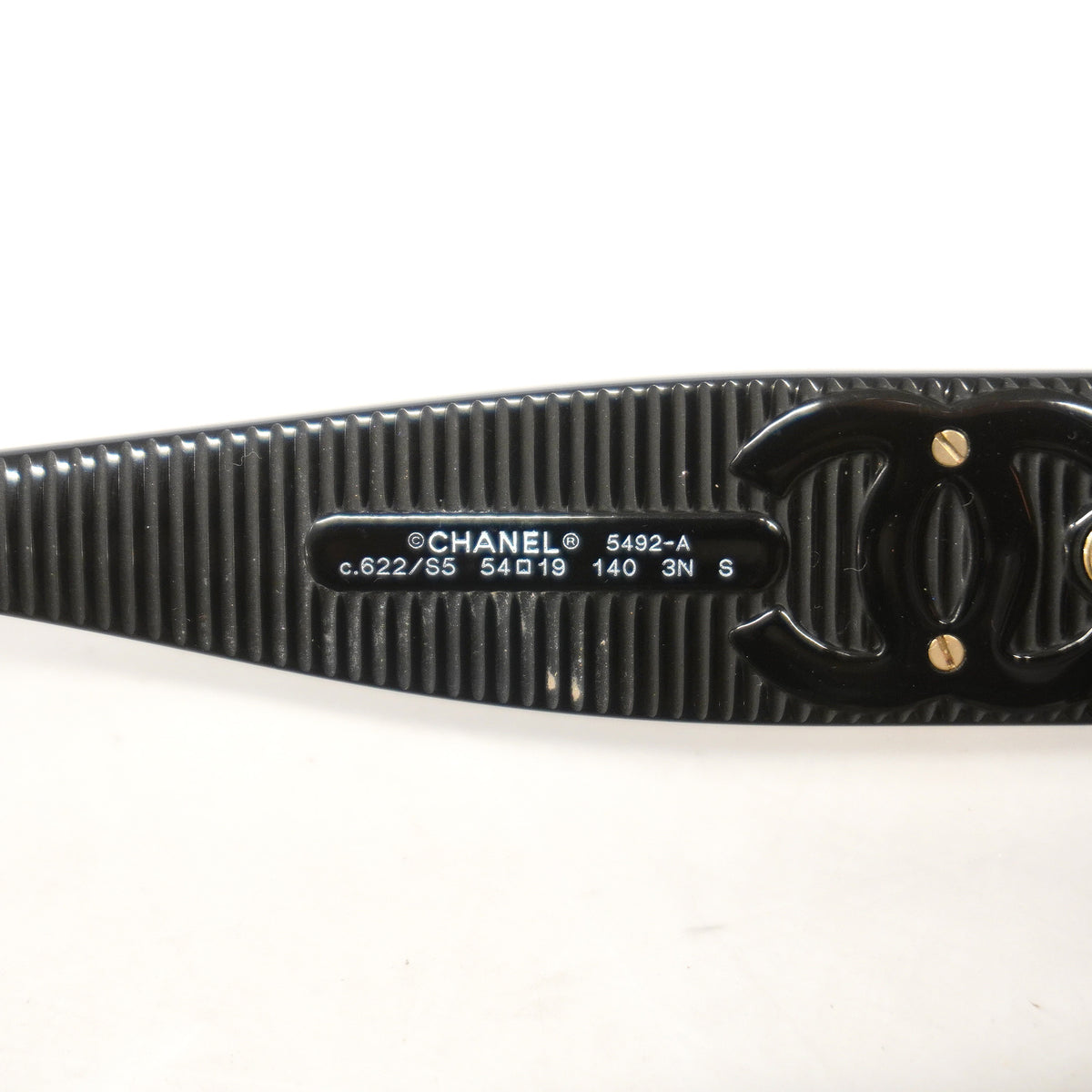 【6hf6139】シャネル サングラス 5492-A プラスチック ブラック ゴールド金具【中古】レディース