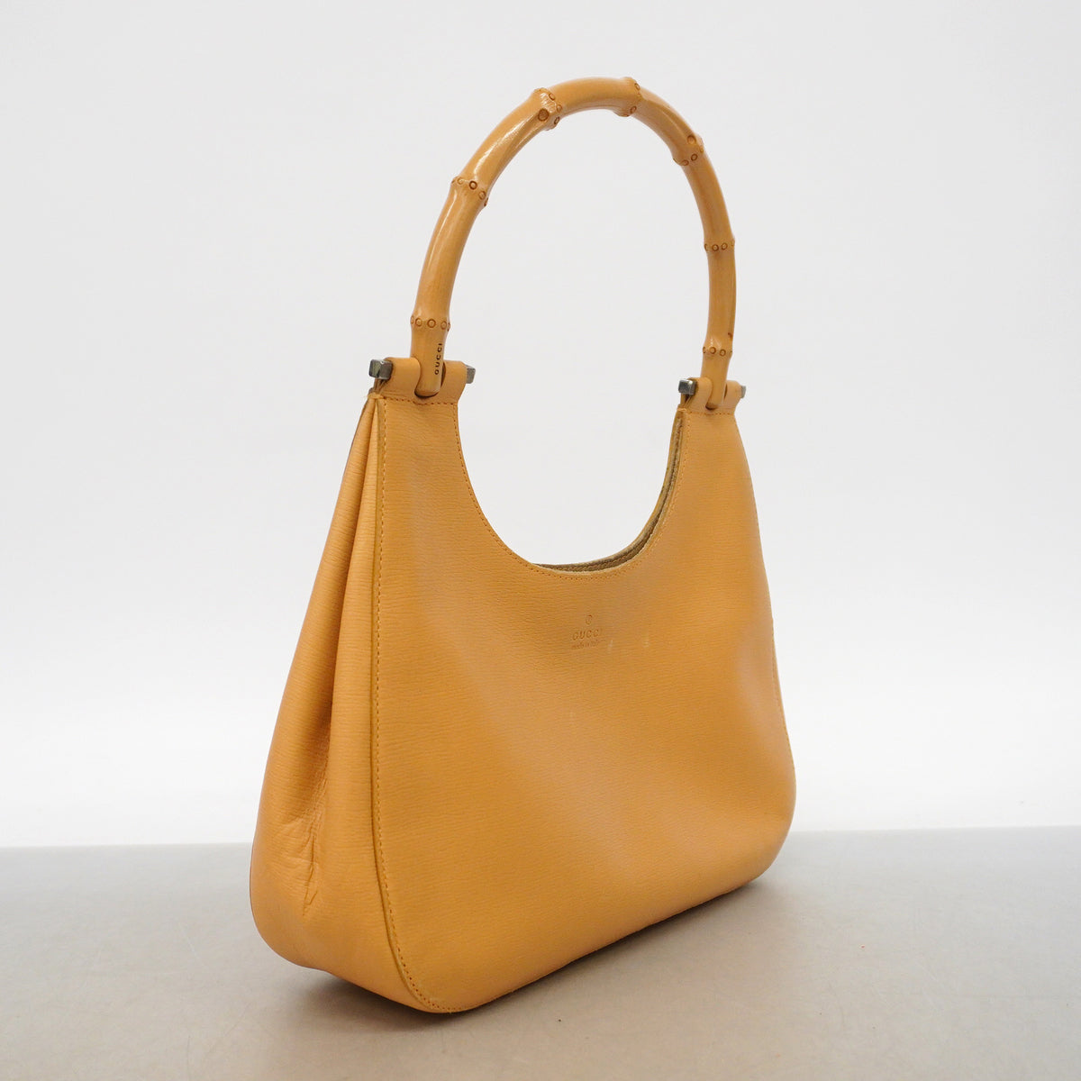 【6hf6140】グッチ ハンドバッグ バンブー 001 3761 レザー ライトブラウン シルバー金具【中古】レディース