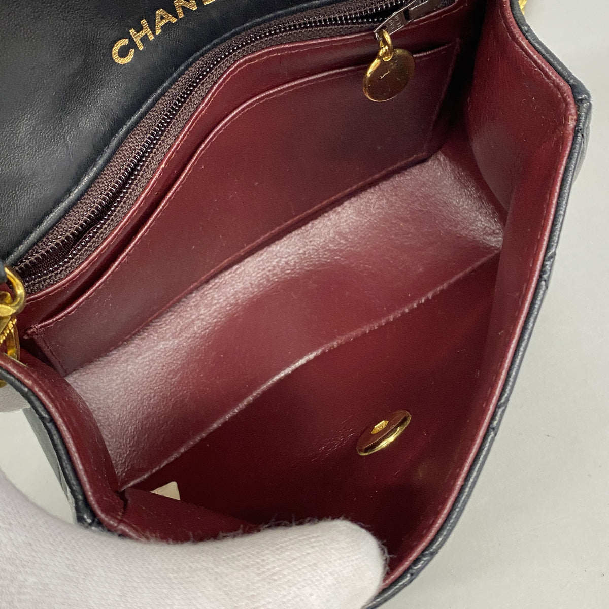 【6hf6154】シャネル ショルダーバッグ ミニマトラッセ チェーンショルダー ラムスキン ブラック ゴールド金具【中古】レディース