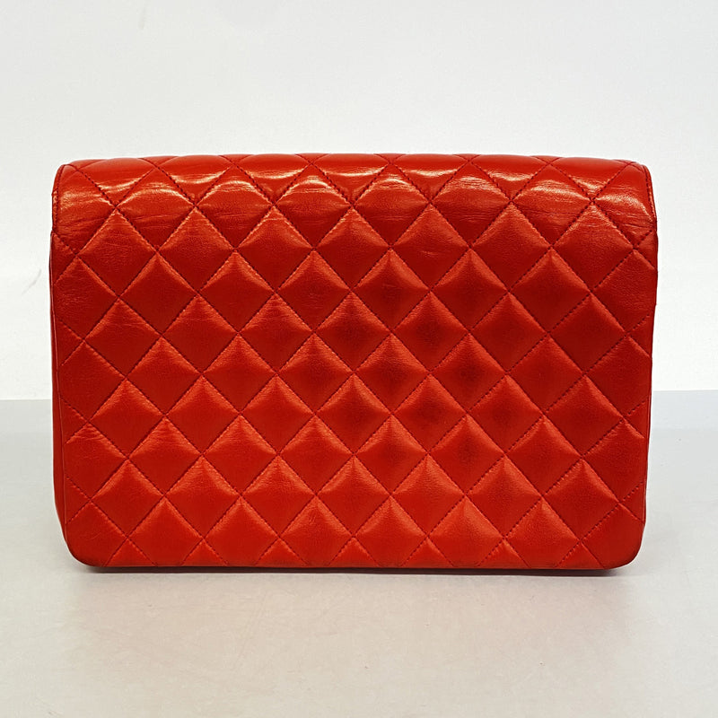 【6hf6155】シャネル ショルダーバッグ マトラッセ チェーンショルダー ラムスキン レッド ゴールド金具【中古】レディース