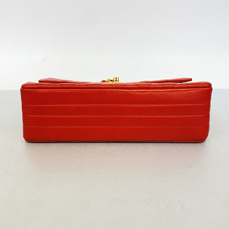 【6hf6155】シャネル ショルダーバッグ マトラッセ チェーンショルダー ラムスキン レッド ゴールド金具【中古】レディース