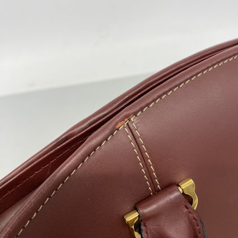 【6hf6158】カルティエ ハンドバッグ マスト レザー ボルドー ゴールド金具【中古】レディース