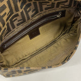 【6hf6159】フェンディ ハンドバッグ ズッカ マンマバケット ナイロンキャンバス ブラウン シルバー金具【中古】レディース