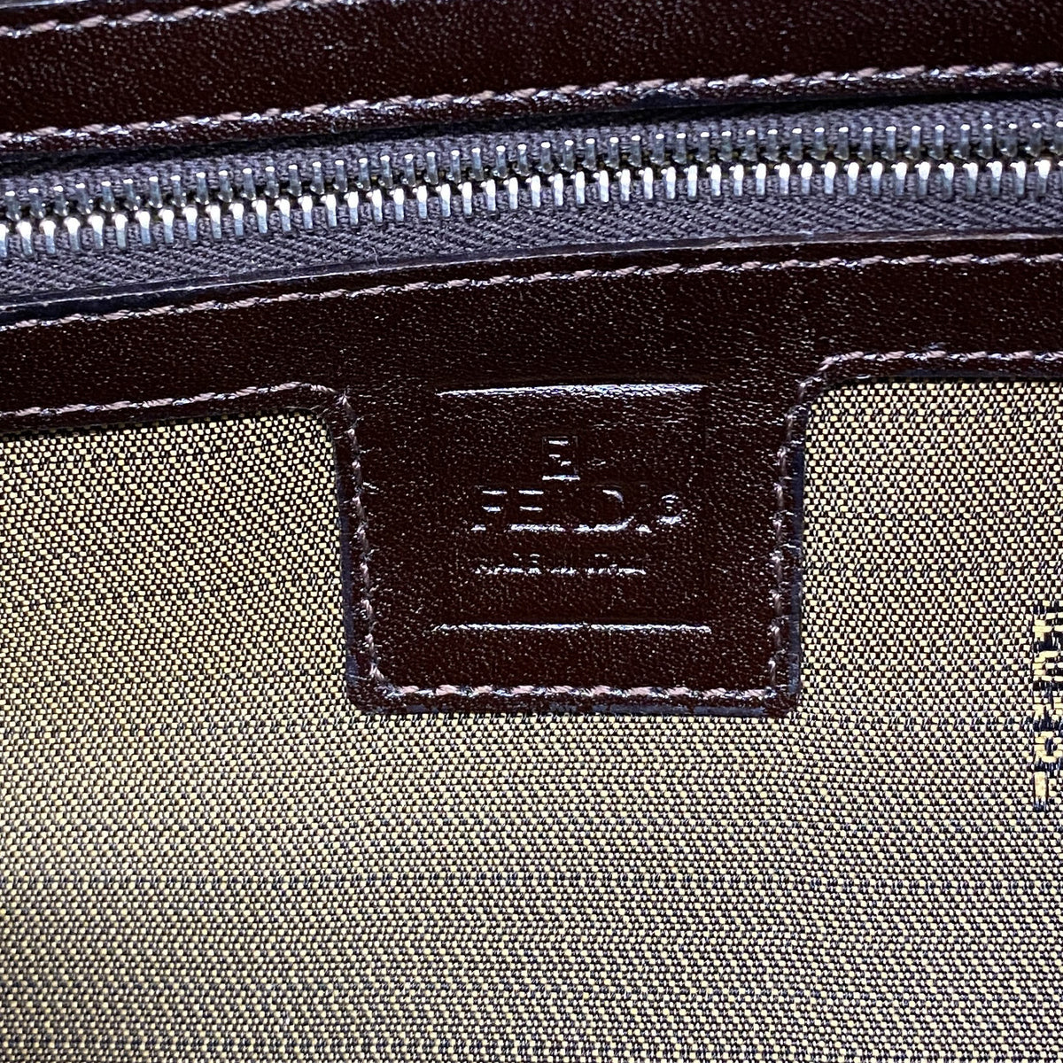 【6hf6159】フェンディ ハンドバッグ ズッカ マンマバケット ナイロンキャンバス ブラウン シルバー金具【中古】レディース