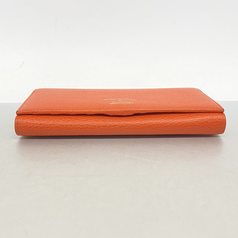 【6hf6161】グッチ 長財布 スウィング 354498 レザー オレンジ シャンパンゴールド金具【中古】レディース