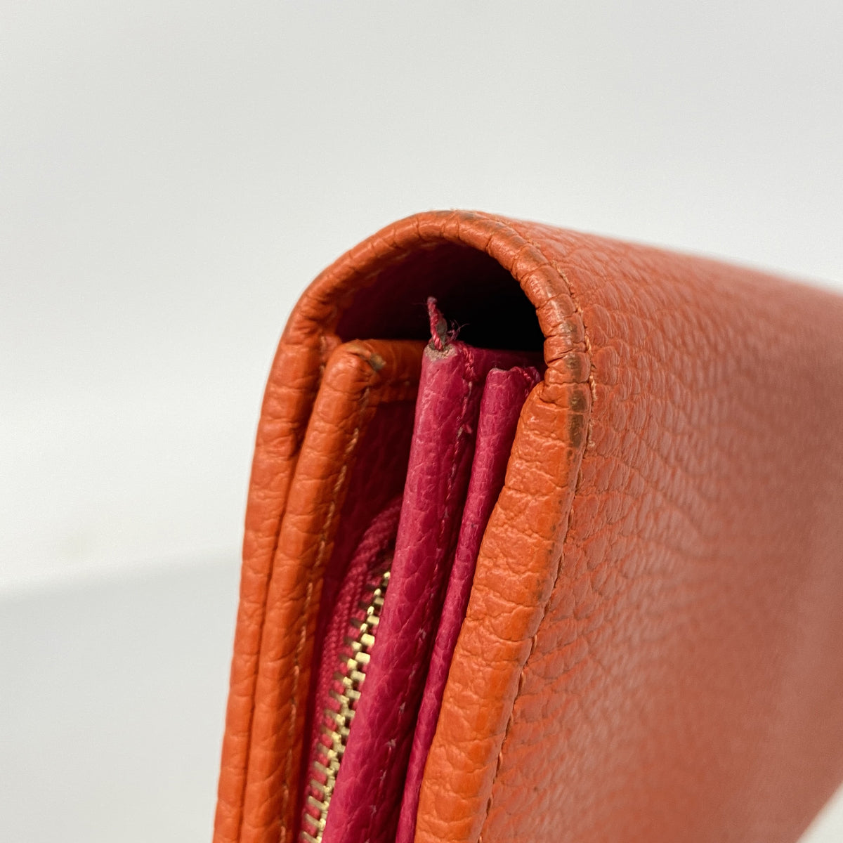 【6hf6161】グッチ 長財布 スウィング 354498 レザー オレンジ シャンパンゴールド金具【中古】レディース