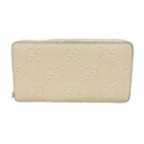 【6hf6162】グッチ 長財布 GGエンボス 625558 レザー アイボリー シルバー金具【中古】メンズ