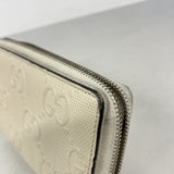 【6hf6162】グッチ 長財布 GGエンボス 625558 レザー アイボリー シルバー金具【中古】メンズ