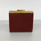 【6hf6163】カルティエ 三つ折り財布 マスト レザー ボルドー ゴールド金具【中古】レディース