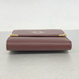 【6hf6163】カルティエ 三つ折り財布 マスト レザー ボルドー ゴールド金具【中古】レディース