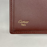 【6hf6163】カルティエ 三つ折り財布 マスト レザー ボルドー ゴールド金具【中古】レディース
