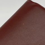 【6hf6163】カルティエ 三つ折り財布 マスト レザー ボルドー ゴールド金具【中古】レディース
