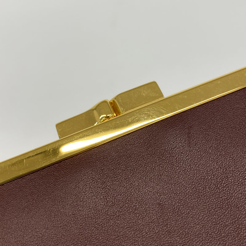 【6hf6163】カルティエ 三つ折り財布 マスト レザー ボルドー ゴールド金具【中古】レディース