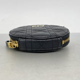 【6hf6164】クリスチャンディオール ショルダーバッグ カナージュ レザー ブラック ゴールド金具【中古】レディース