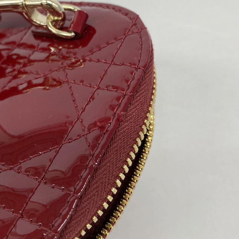 【6hf6165】クリスチャンディオール ハンドバッグ カナージュ エナメル ボルドー ゴールド金具 2wayバッグ【中古】レディース