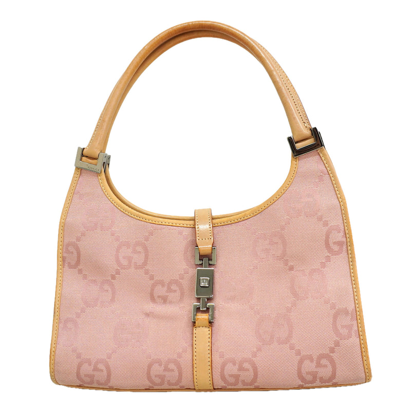【6hf6179】グッチ ハンドバッグ ジャッキー ジャンボGG 002 1068 キャンバス ピンク シルバー金具【中古】レディース