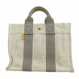 【6hf6194】エルメス トートバッグ ニューフールトゥPM キャンバス グレー シルバー金具【中古】レディース