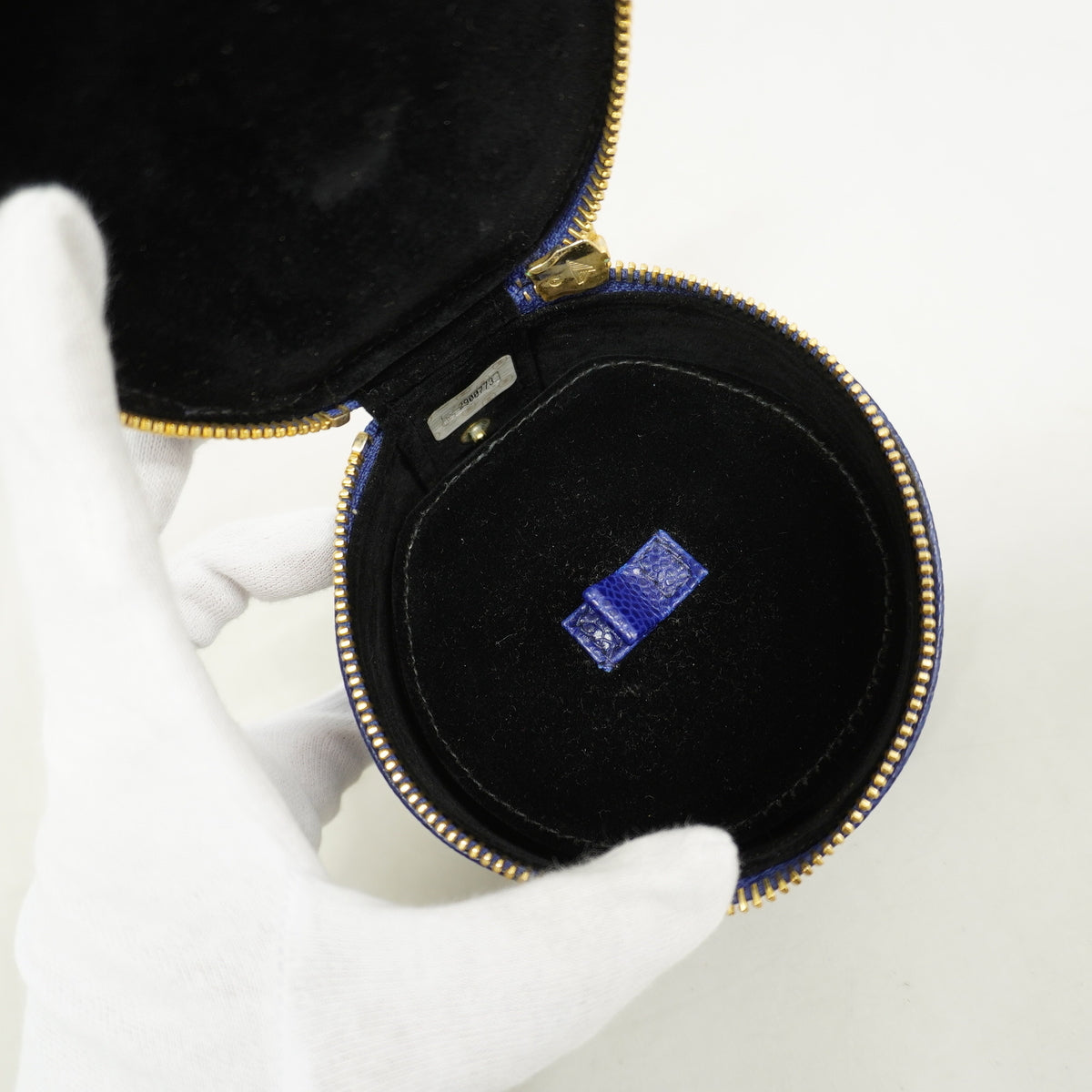 【6hf6196】シャネル ジュエリーケース キャビアスキン ネイビー ゴールド金具【中古】レディース