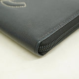 【6hf6197】シャネル 長財布 キャビアスキン ブラック ゴールド金具【中古】レディース