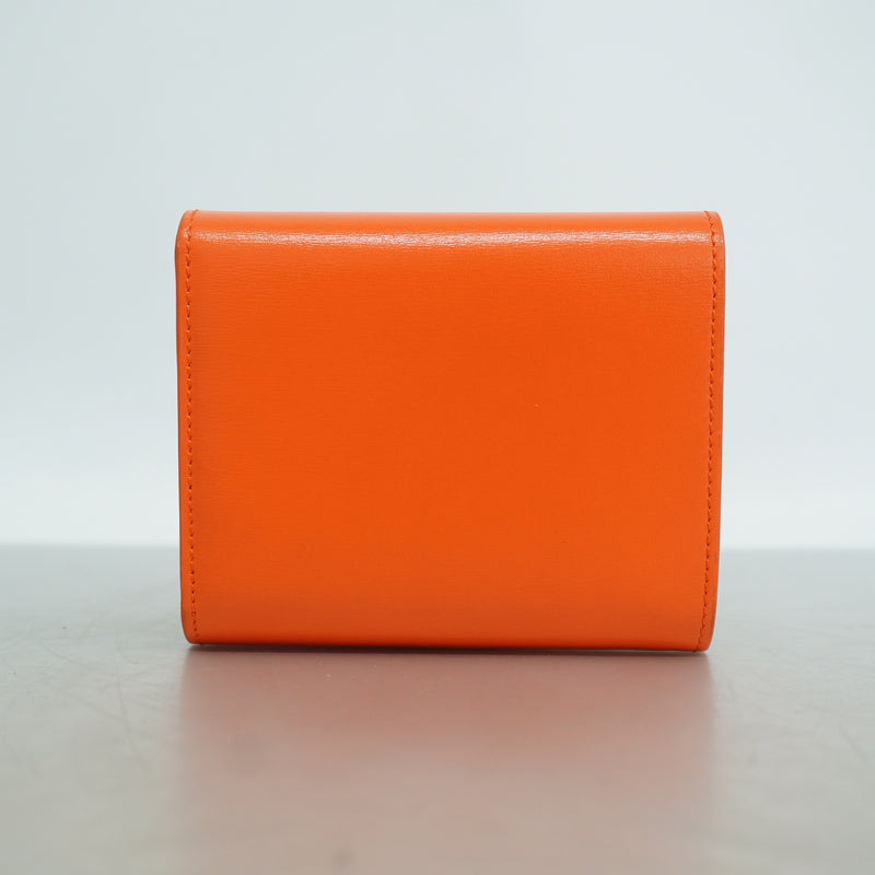 【6hf6217】セリーヌ 三つ折り財布 トリオンフ レザー オレンジ ゴールド金具【中古】レディース