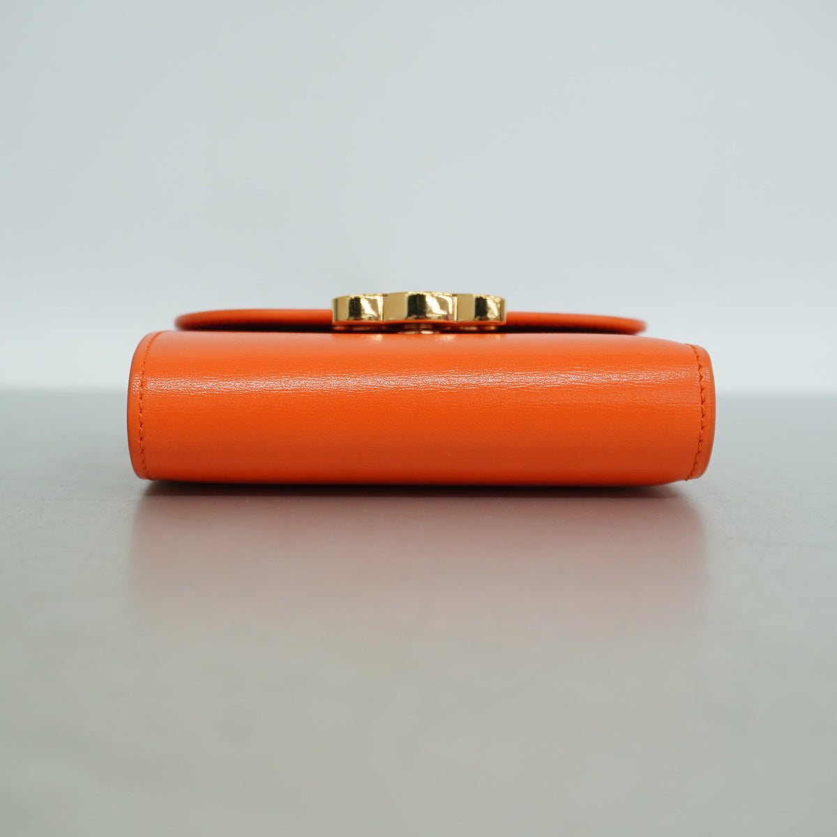【6hf6217】セリーヌ 三つ折り財布 トリオンフ レザー オレンジ ゴールド金具【中古】レディース